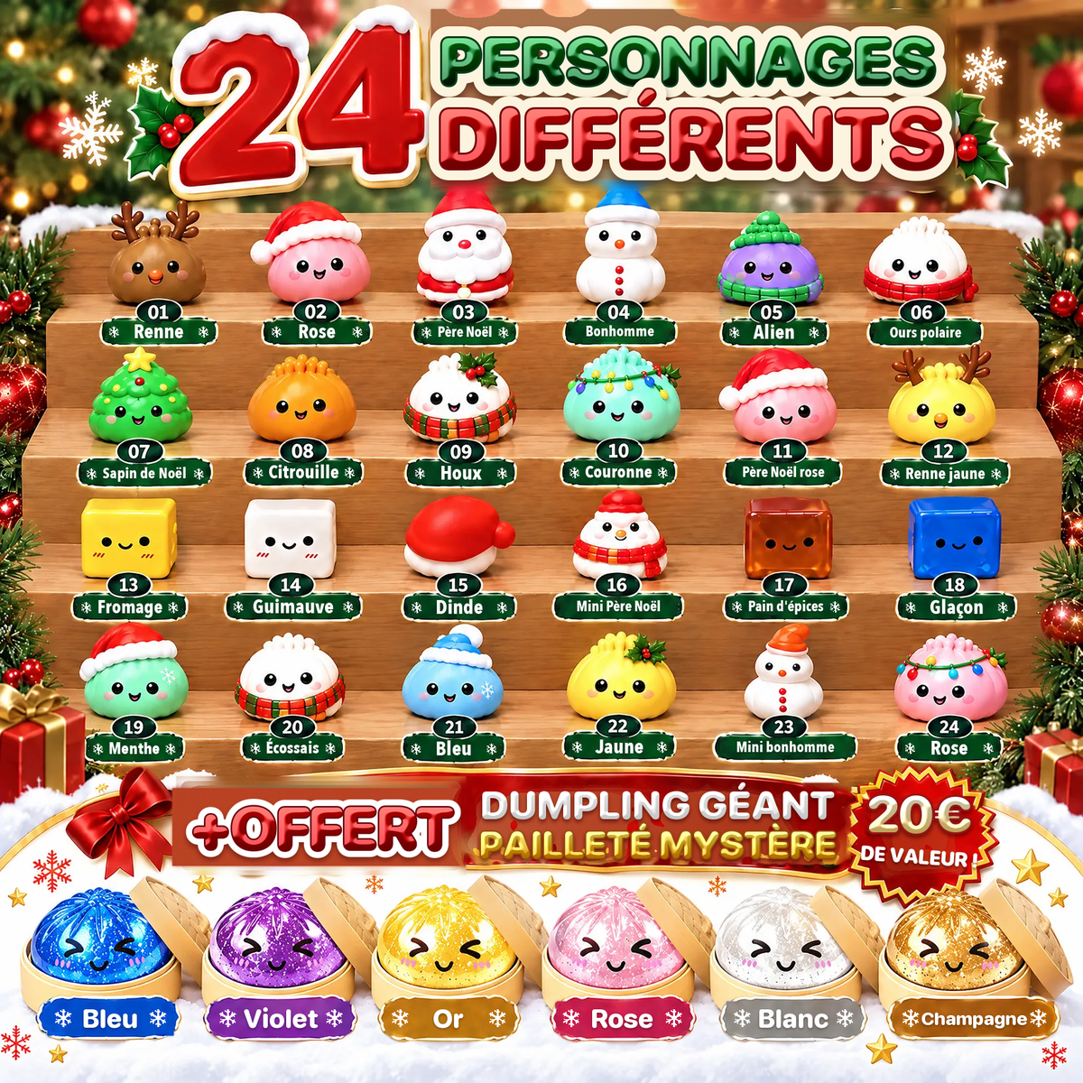 🎄 Calendrier de l’Avent Dumpling Squishy 2026