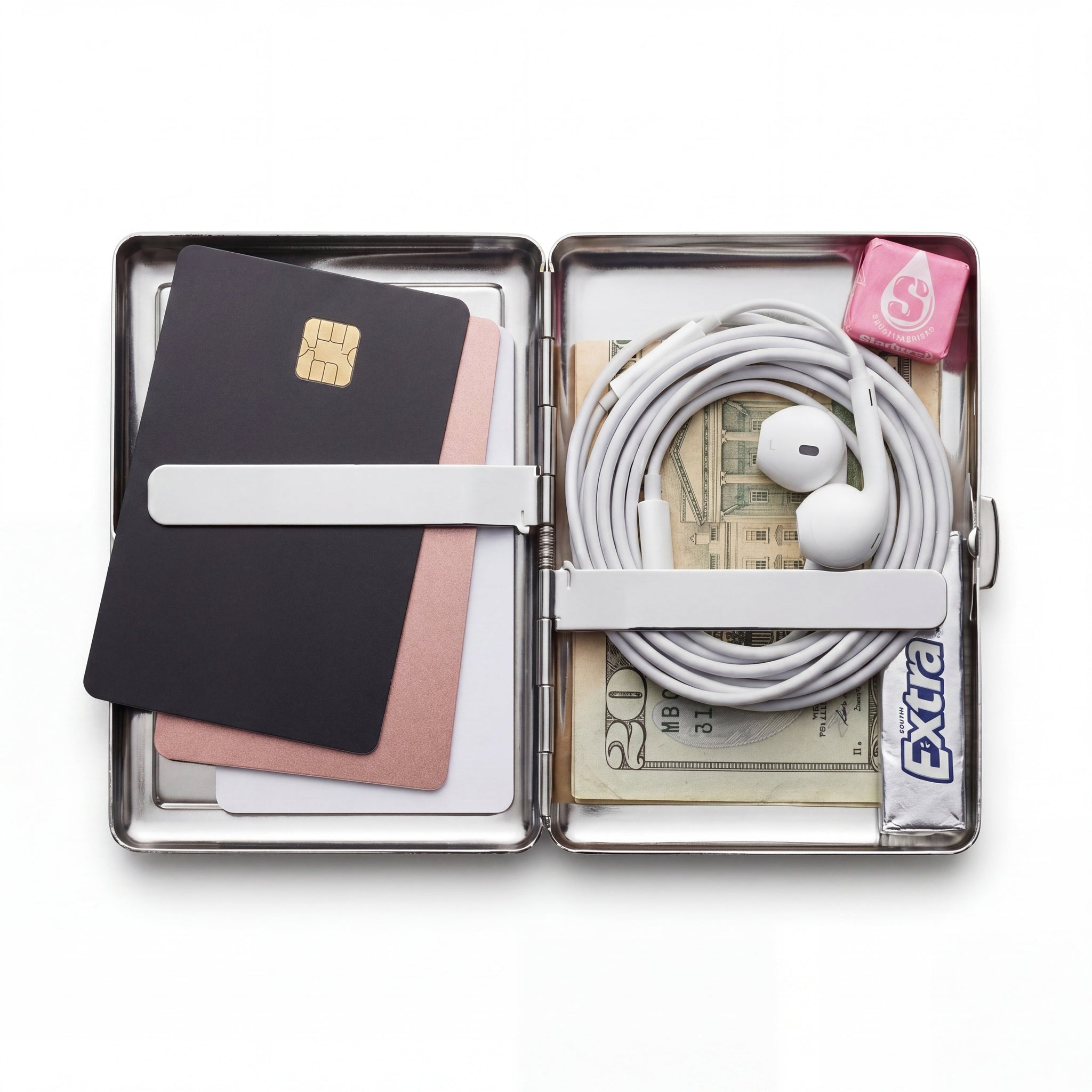 Intérieur du porte-cartes en métal