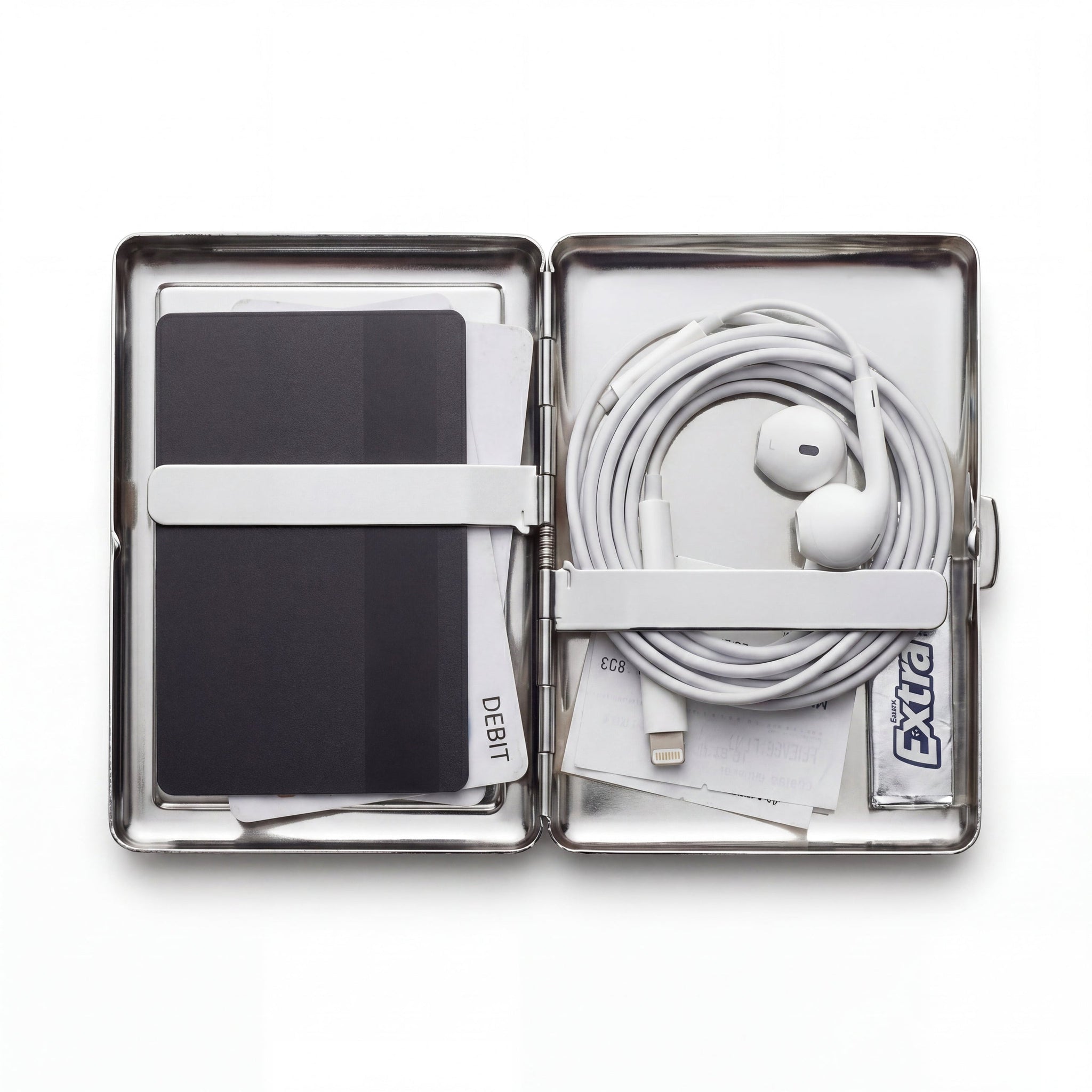 Intérieur du porte-cartes en métal