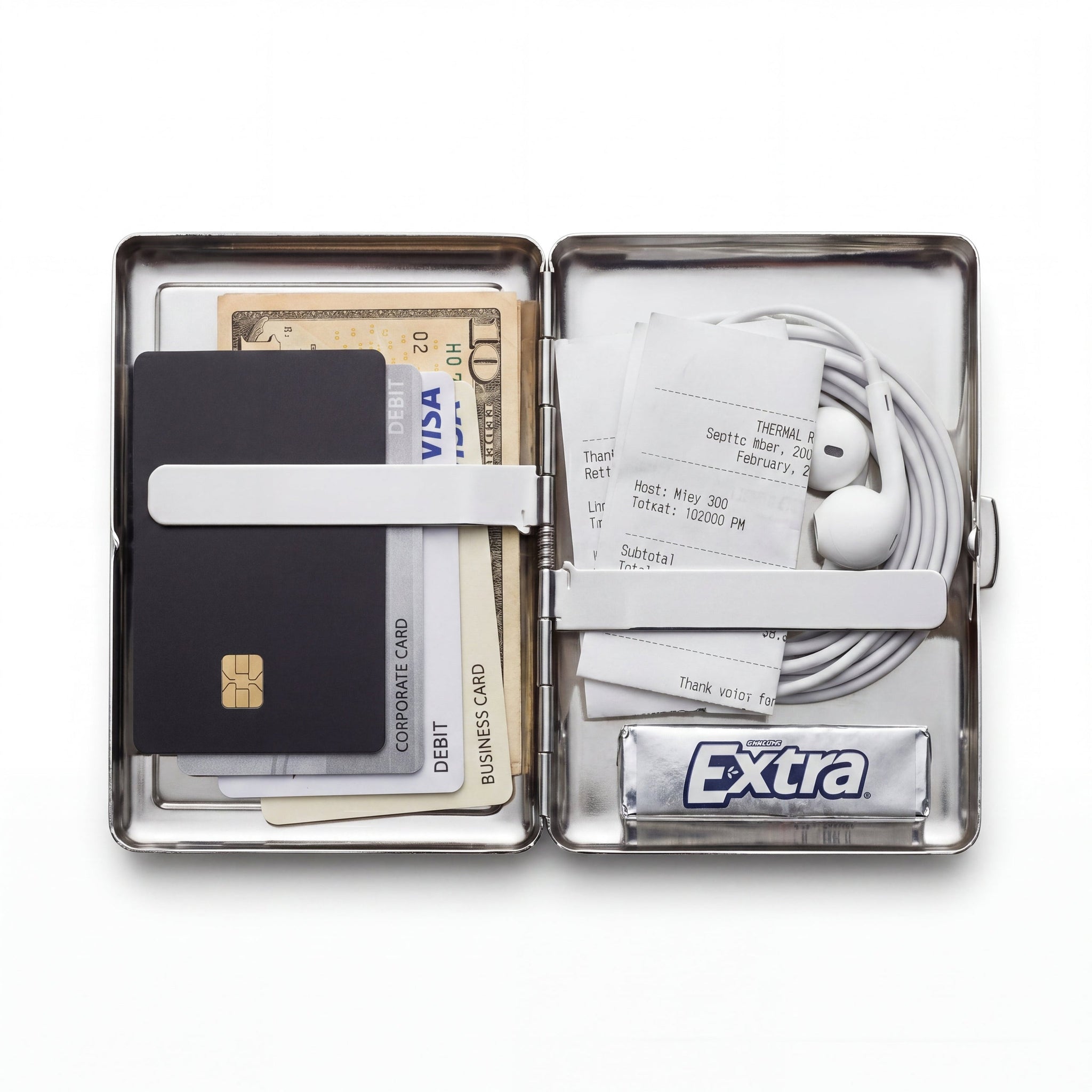 Intérieur du porte-cartes en métal